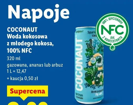 Woda kokosowa z młodego kokosa, 100% NFC promocja w Lidl