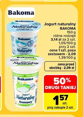 Jogurt naturalny Bakoma promocja w Carrefour