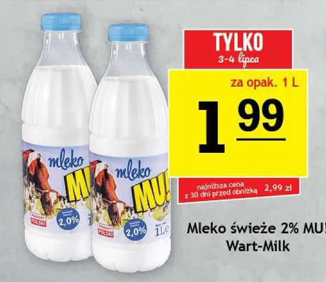 Mleko świeże 2% MU! promocja w Gram Market