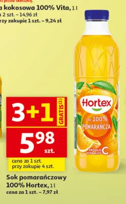 Sok pomarańczowy 100% Hortex promocja w Auchan