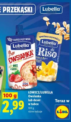 Owsianka lub deser w tubce promocja w Lidl