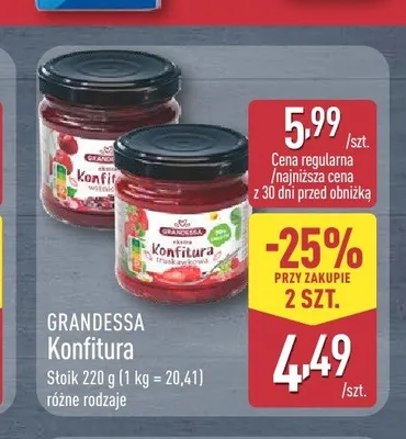 Konfitura truskawkowa Grandessa promocja w Aldi