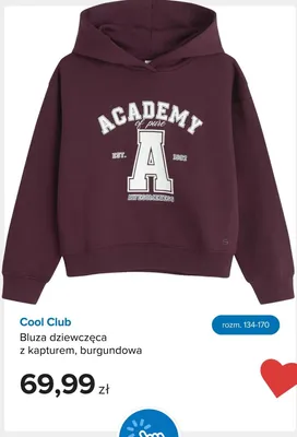 Bluza dziewczęca z kapturem burgundowa Cool Club promocja w Smyk