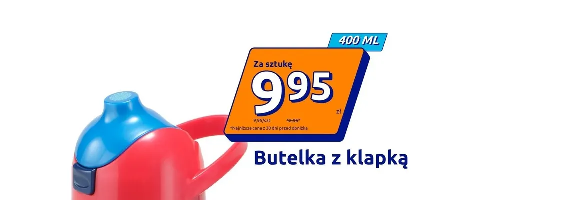 Butelka z klapką 400 ml promocja w Action