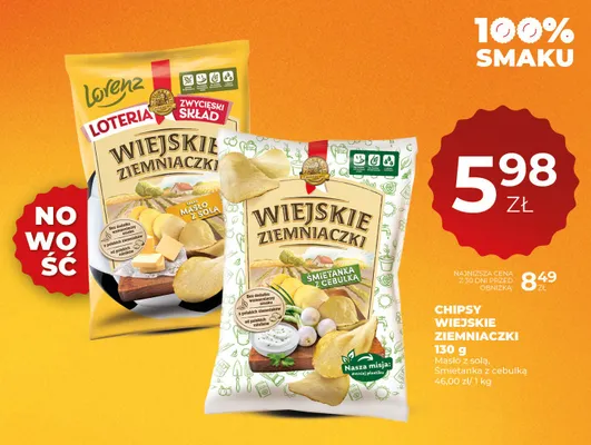 Chipsy Wiejskie Ziemniaczki Masło z solą Lorenz promocja w Duży Ben