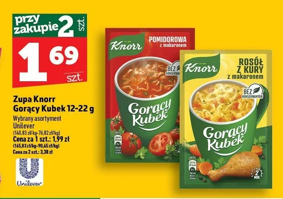 Zupa Gorący Kubek pomidorowa z makaronem Knorr promocja w TOPAZ
