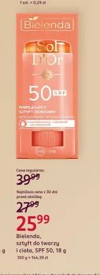 Sztyft do twarzy i ciała Bielenda Sol D'Or SPF 50 promocja w Rossmann