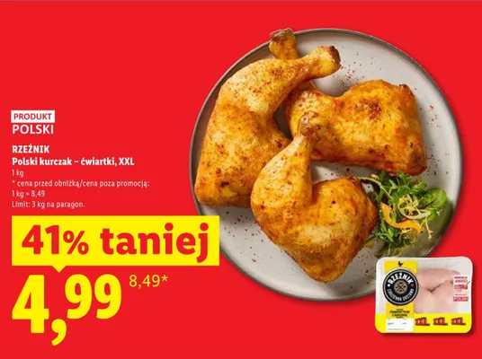 Polski kurczak ćwiartki XXL Rzeźnik promocja w Lidl