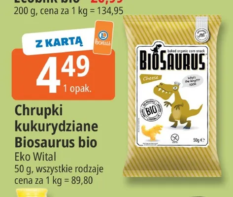 Chrupki kukurydziane Biosaurus bio Eko Wital promocja w Leclerc