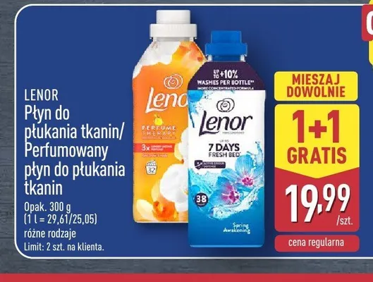 Perfumowany płyn do płukania tkanin Lenor 7 Days Fresh Bed promocja w Aldi