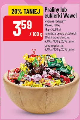 Praliny lub cukierki Wawel promocja w POLOmarket