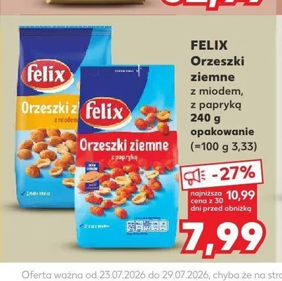 Orzeszki ziemne Felix z miodem promocja w Kaufland