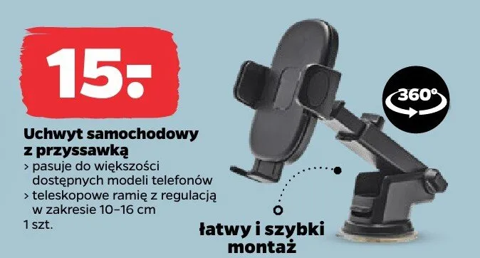 Uchwyt samochodowy z przyssawką promocja w Netto