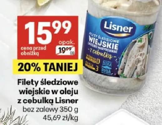 Filety śledziowe wiejskie w oleju z cebulką bez zalewu promocja w Delikatesy Centrum