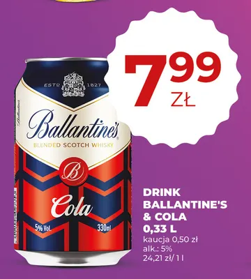 Drink Ballantine's & Cola promocja w Duży Ben