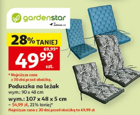 Poduszka na leżak 90x48cm promocja w Auchan