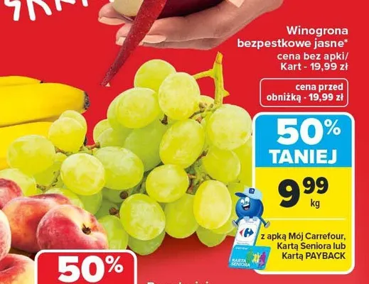 Winogrona bezpestkowe jasne promocja w Carrefour