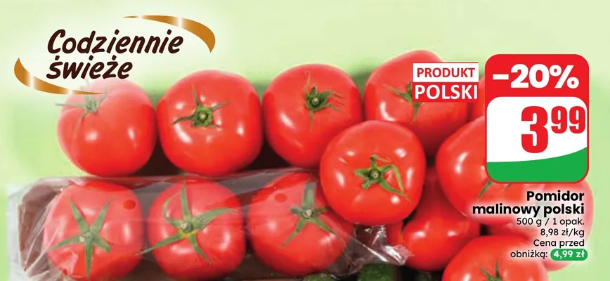 Pomidory malinowe polskie promocja w Dino