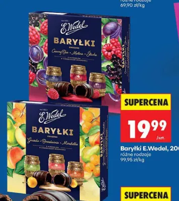 Baryłki owocowe E.Wedel Gruszka Brzoskwinia Mirabelka promocja w Biedronka