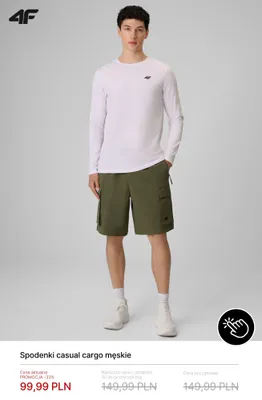 Spodenki casual cargo męskie 4F promocja w 4F