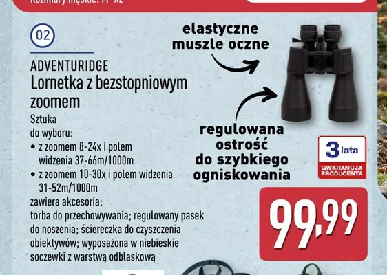 Lornetka z bezstopniowym zoomem Adventuridge promocja w Aldi