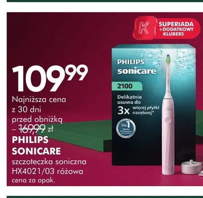 Szczoteczka soniczna HX4021/03 różowa Philips Sonicare promocja w Super-Pharm