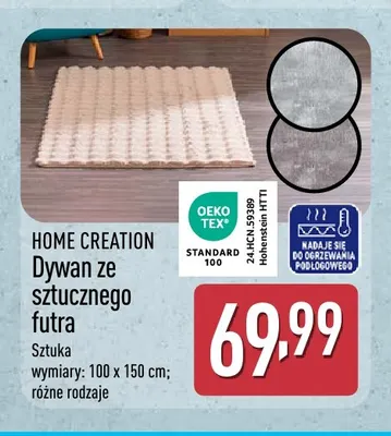 Dywan ze sztucznego futra 100x150 cm Home Creation promocja w Aldi