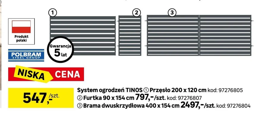 Furtka POLBRAM TINOS 90x154cm promocja w Leroy Merlin