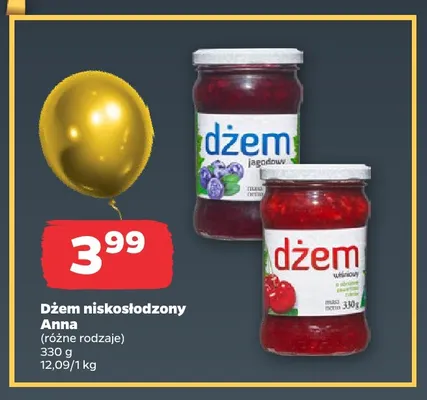 Dżem niskosłodzony jagodowy Anna promocja w Netto