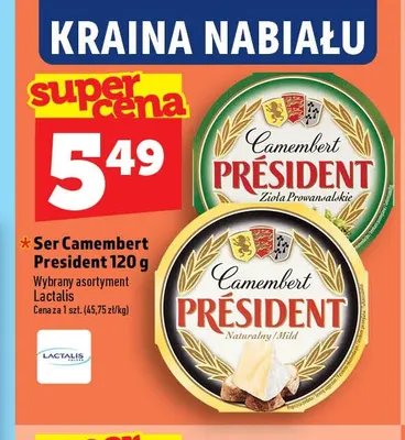 Ser Camembert zioła prowansalskie President promocja w TOPAZ