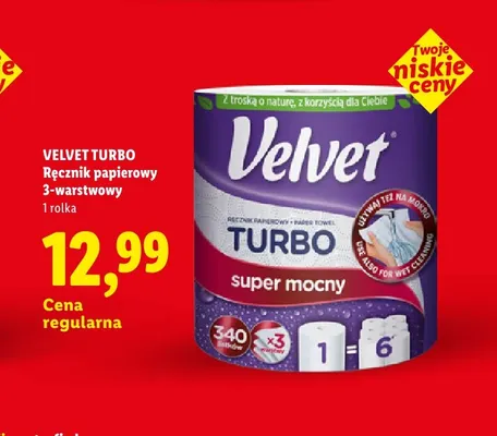 Ręcznik papierowy Velvet Turbo 3-warstwowy promocja w Lidl