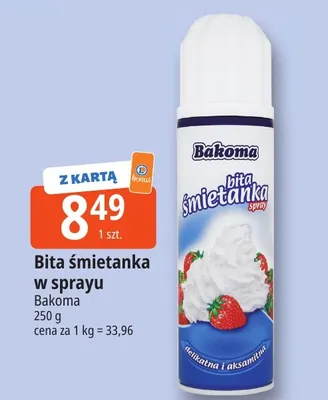 Bita śmietanka w sprayu Bakoma promocja w Leclerc