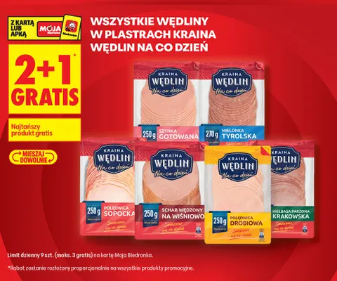 Wędliny w plastrach Kraina Wędlin Na co dzień promocja w Biedronka