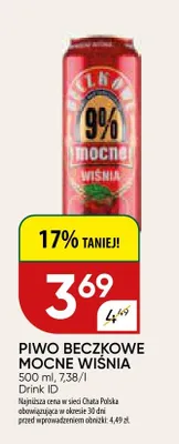 Piwo bezczkowe mocne Wiśnia promocja w Chata Polska