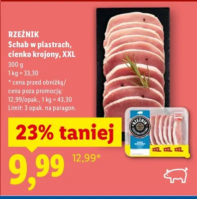 Schab w plastrach, cienko krojony XXL promocja w Lidl