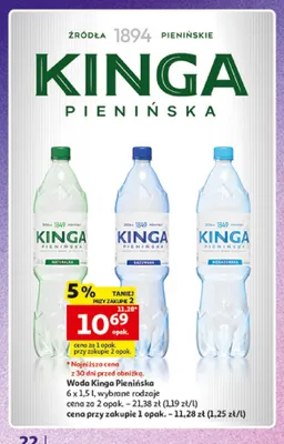 Woda mineralna Kinga Pienińska 6-pak 1,5 l promocja w Auchan