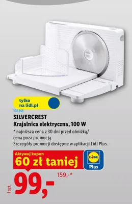 Krajalnica elektryczna Silvercrest 100W promocja w Lidl