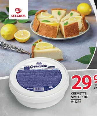 Cremette Simple 1kg promocja w Selgros
