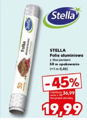 Folia aluminiowa z tłoczeniem 50m promocja w Kaufland