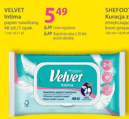 Papier nawilżany Intima promocja w Hebe