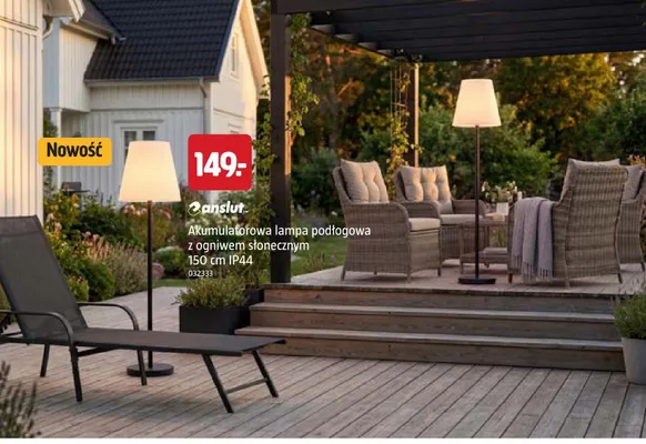 Akumulatorowa lampa podłogowa z ogniwem słonecznym Anslut promocja w Jula