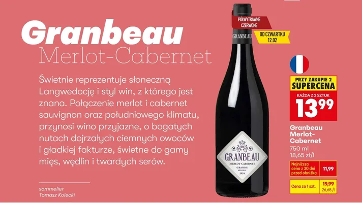 Wino Merlot-Cabernet promocja w Biedronka