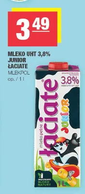 Mleko UHT 3,8% junior łaciate promocja w SPAR