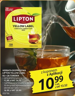 Herbata ekspresowa Lipton Yellow Label 92x28 torebek promocja w Selgros
