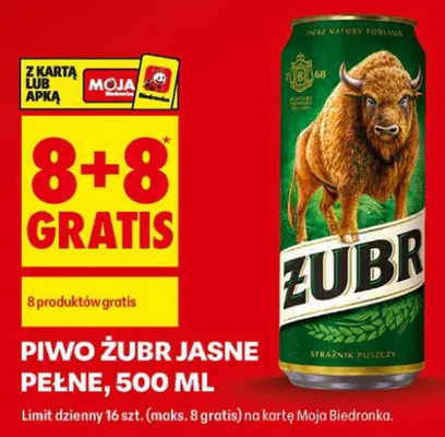 Piwo Żubr Jasne Pełne promocja w Biedronka