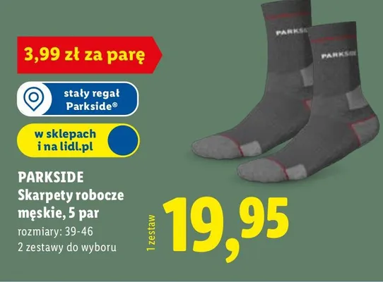 Skarpety robocze męskie, 5 par promocja w Lidl