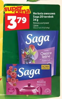 Herbata owocowa Saga o smaku malina promocja w TOPAZ