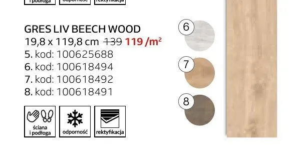 Gres Opoczno Liv Beech Wood 19,8x119,8 cm promocja w Komfort