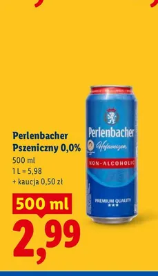 Piwo bezalkoholowe Perlenbacher Pszeniczny promocja w Lidl