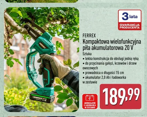 Kompaktowa wielofunkcyjna piła akumulatorowa Ferrex promocja w Aldi